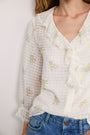 Stella Ruffle Blouse - Ivory Floral Cluster