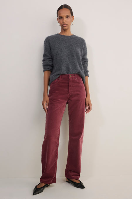 Stevie Straight Leg Cord Trouser - Dusky Rose