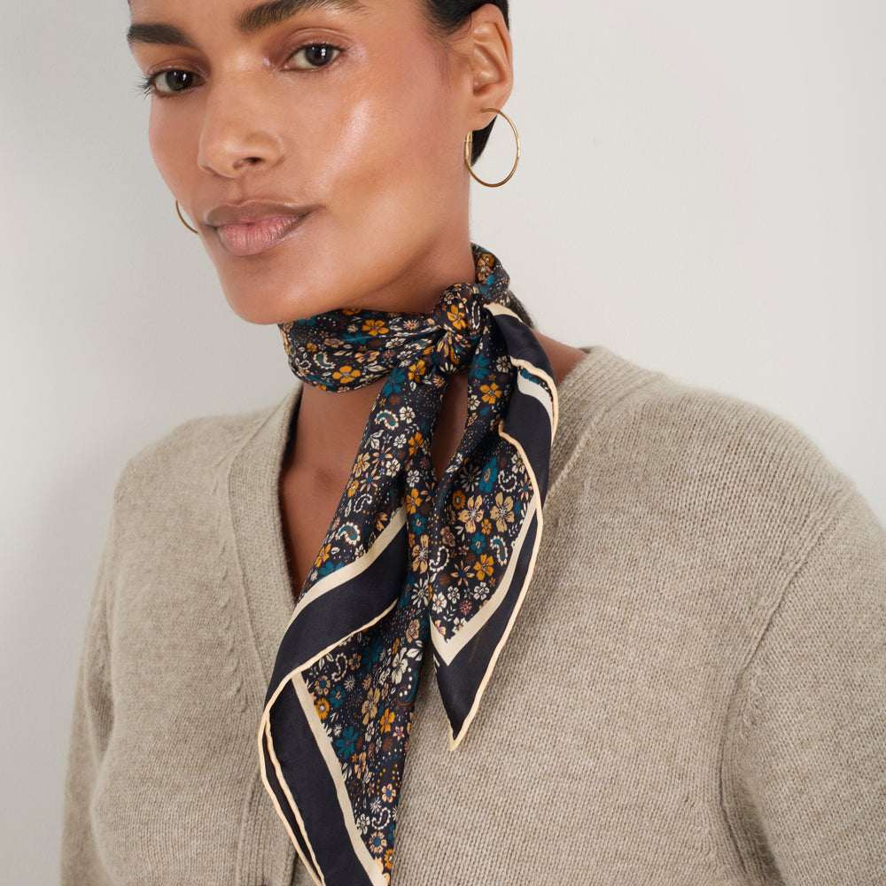Serena Silk Scarf - Retro Floral