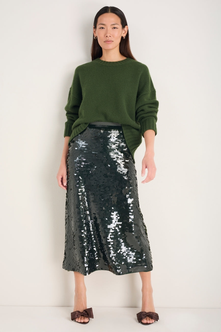Suzy Sequin Skirt - Deep Olive