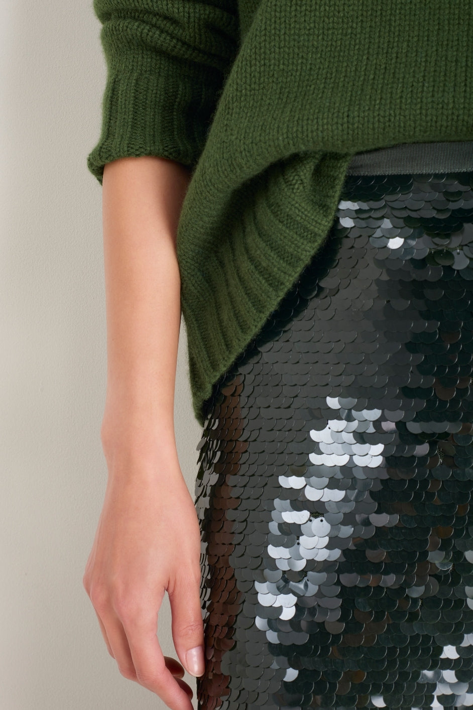 Suzy Sequin Skirt - Deep Olive