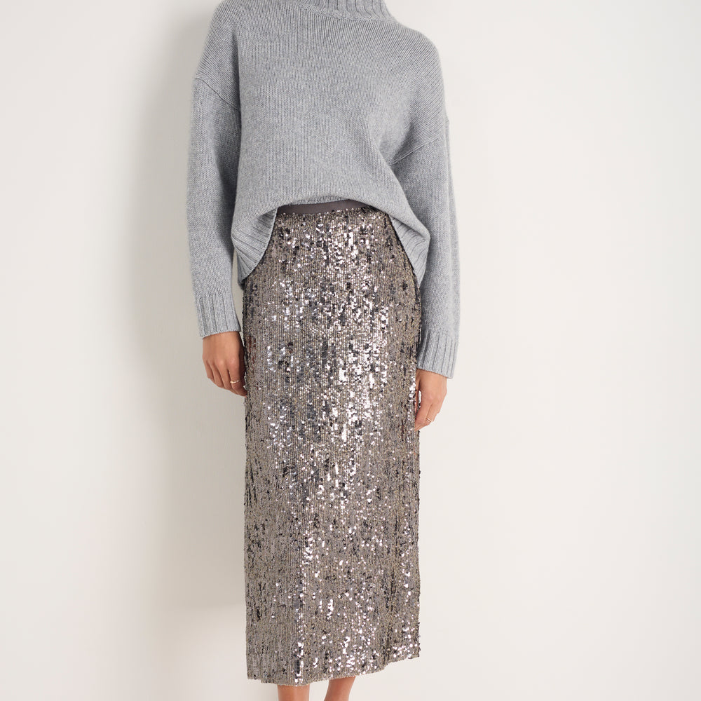 Suzy Sequin Skirt - Pewter