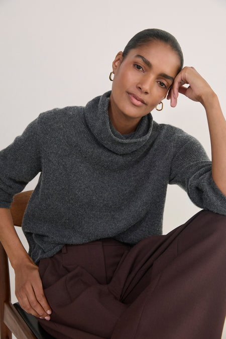 Thea Roll-Neck Jumper - Charcoal Grey