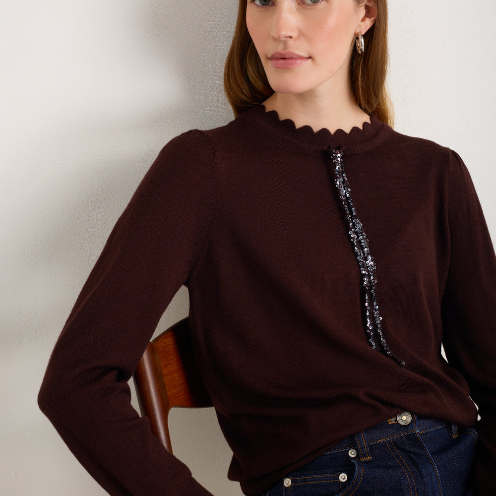 Tilda Fleurine Tie Jumper - Cocoa
