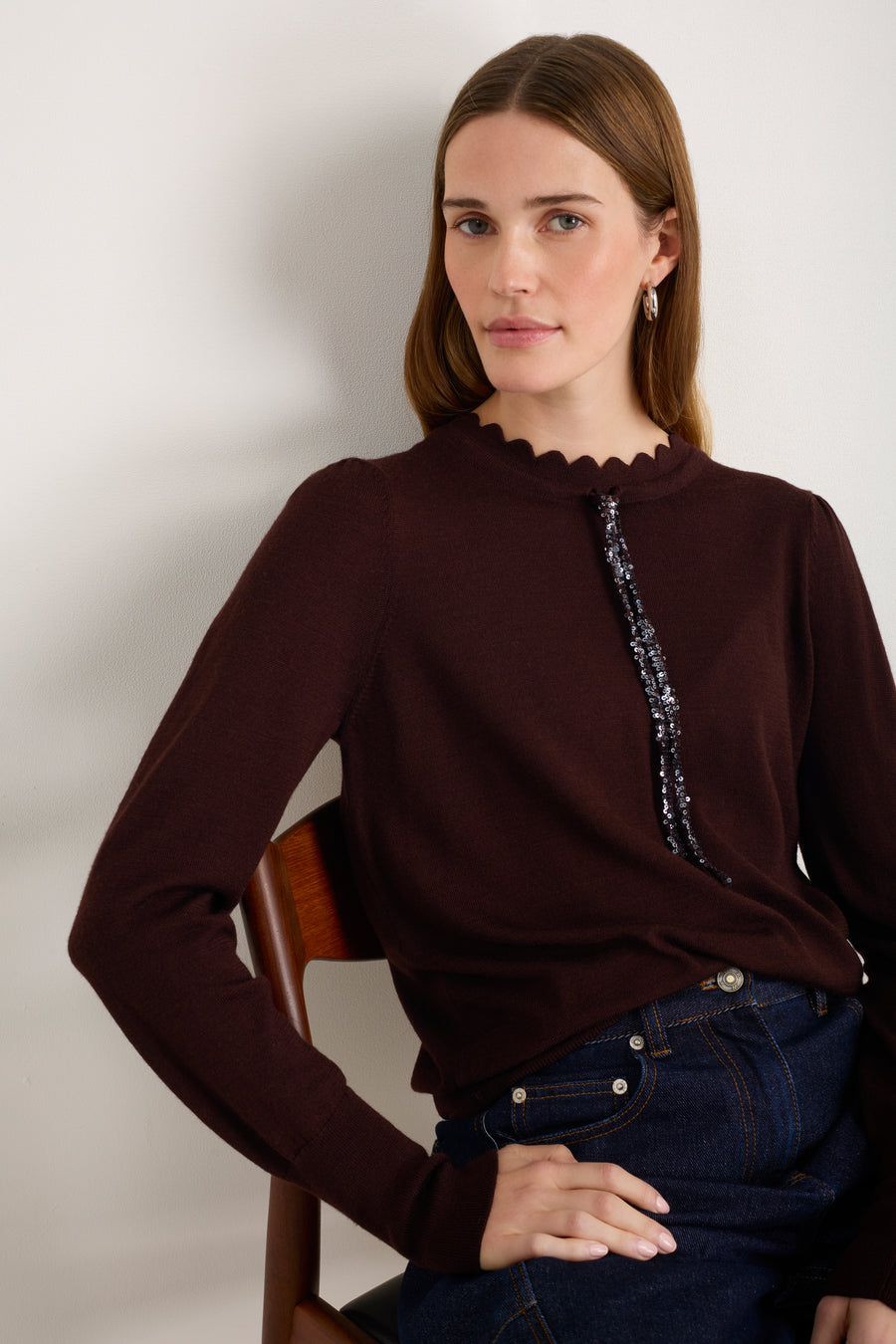 Tilda Fleurine Tie Jumper - Cocoa