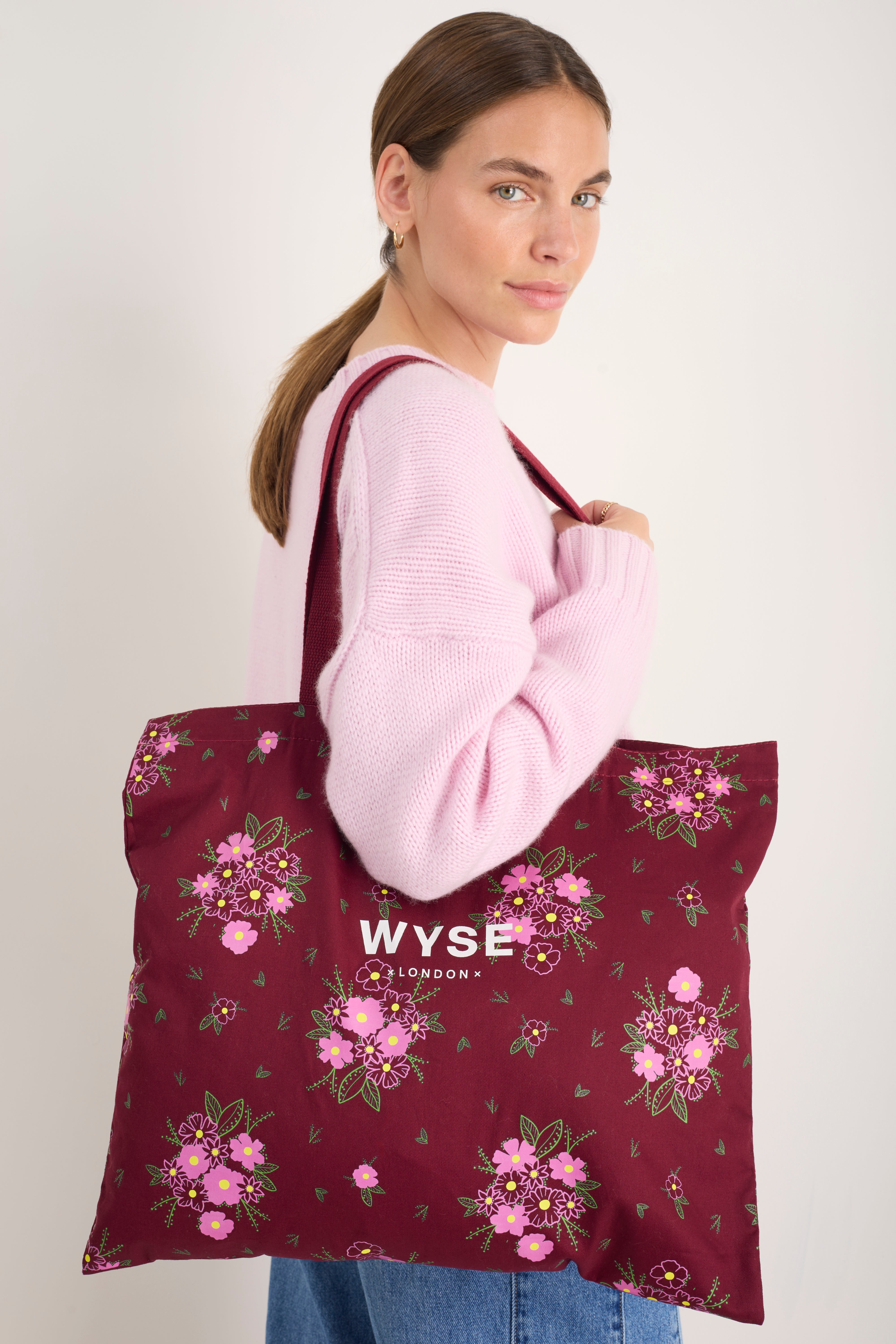 Tote Bag - Merlot Spaced Floral