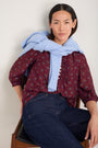 Veda 3/4 Sleeve Top - Deep Fig Sprig Floral
