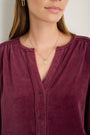 Velma Velour Blouse - Deep Fig