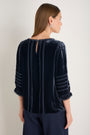 Violet Silk Velvet Blouse - French Blue