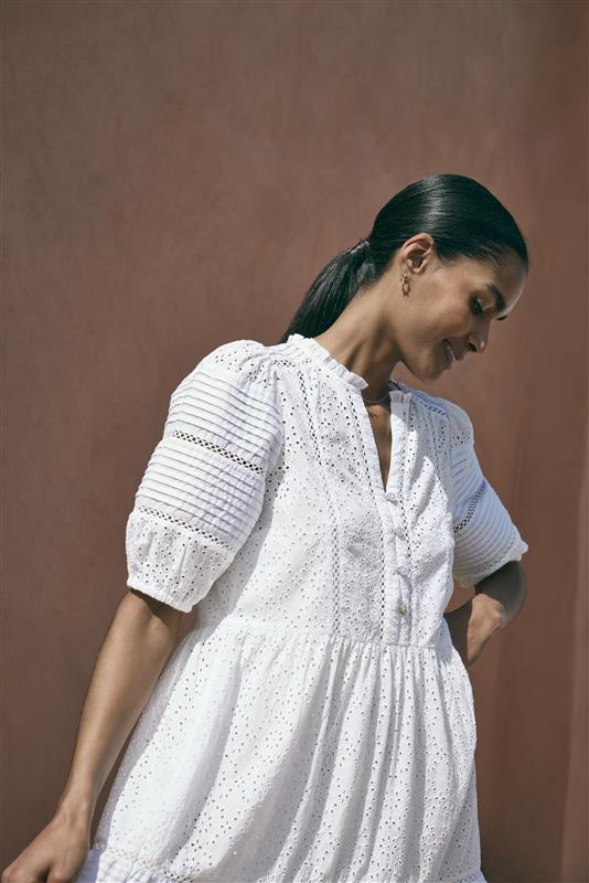 Tilly Broderie Dress - White