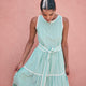Hallie Halterneck Dress - Green Stripe