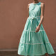 Hallie Halterneck Dress - Green Stripe