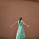 Hallie Halterneck Dress - Green Stripe