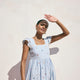 Marisol Dress - Blue Stripe Embroidered