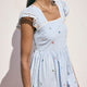 Marisol Dress - Blue Stripe Embroidered