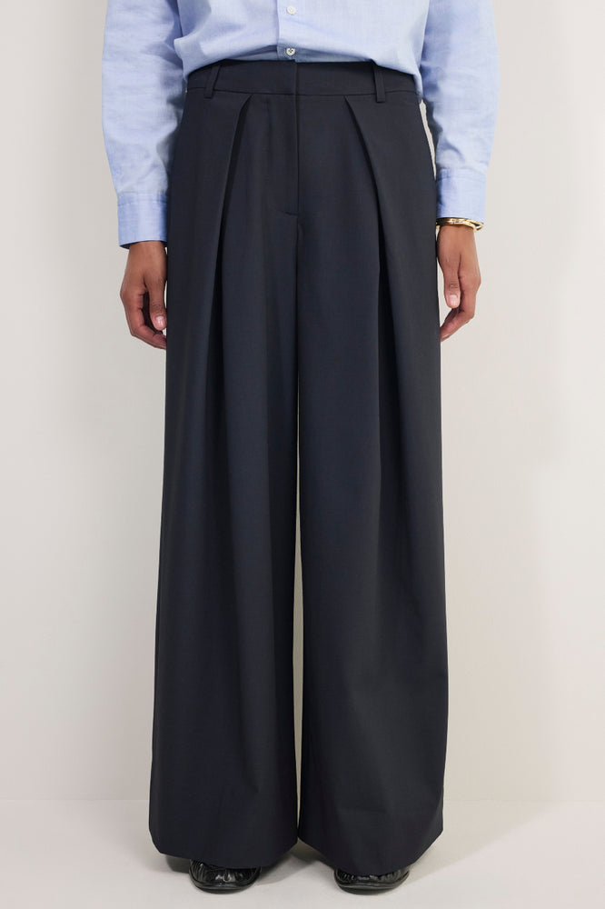 Willa Crossover Wide Leg Trouser - Midnight