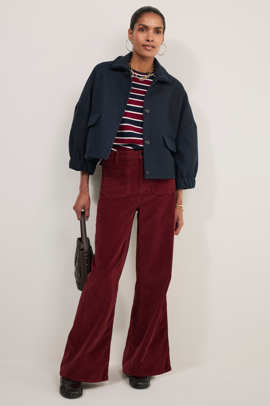 Willow Wide Flare Cord Trouser - Berry