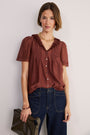 Edith Silk Blend Blouse - Rust