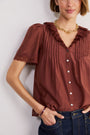 Edith Silk Blend Blouse - Rust