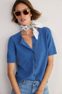 Luna Linen Cotton Cardigan - Coastal Blue