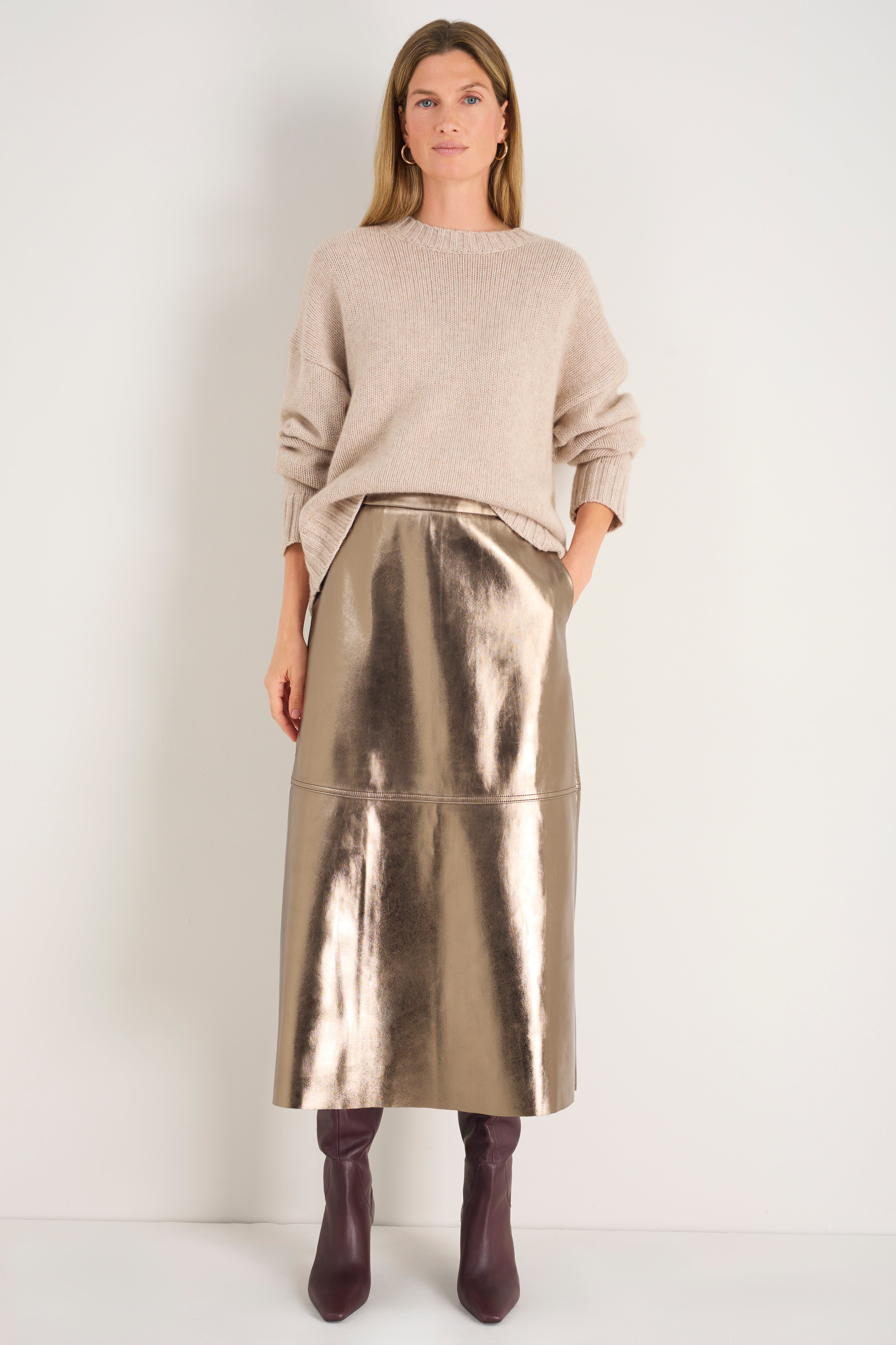 Yasmin Faux Leather Skirt - Pewter