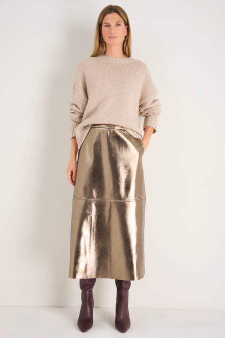 Yasmin Faux Leather Skirt - Pewter