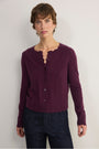 Zoe Pointelle Cardigan - Aubergine