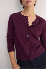 Zoe Pointelle Cardigan - Aubergine