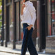 Camille Velour Trouser - Petrol Blue
