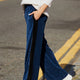 Camille Velour Trouser - Petrol Blue
