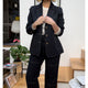 Cara Cotton Top Stitch Trouser - Washed Black