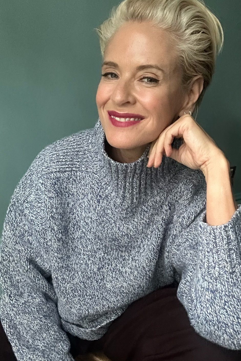 DB x WYSE Chunky Funnel Neck Jumper - Blue Mouline