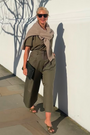 DB X Wyse Pleated Culotte Trouser - Khaki