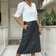 Lateisha Scallop Leather Skirt - Blue/Black
