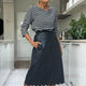 Lateisha Scallop Leather Skirt - Blue/Black