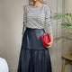 Saskia Faux Leather Skirt - Blue/Black