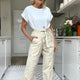 Talia Cotton Cargo Trouser - Ecru